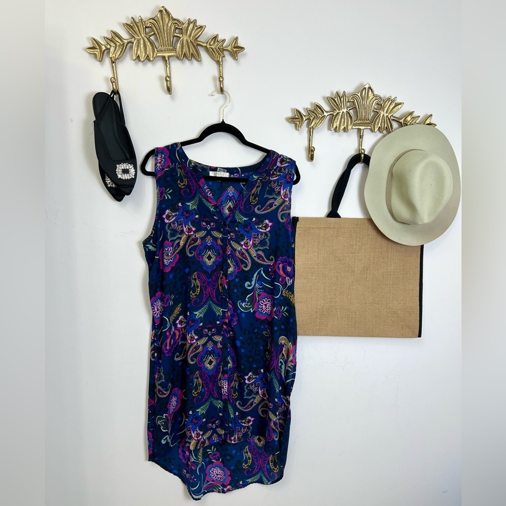 Shabby chic Paisley floral Sleeveless Dress Xl